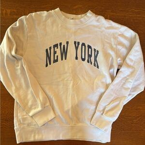 Brandy Melville Off-White Crewneck Sweatshirt with New York Design